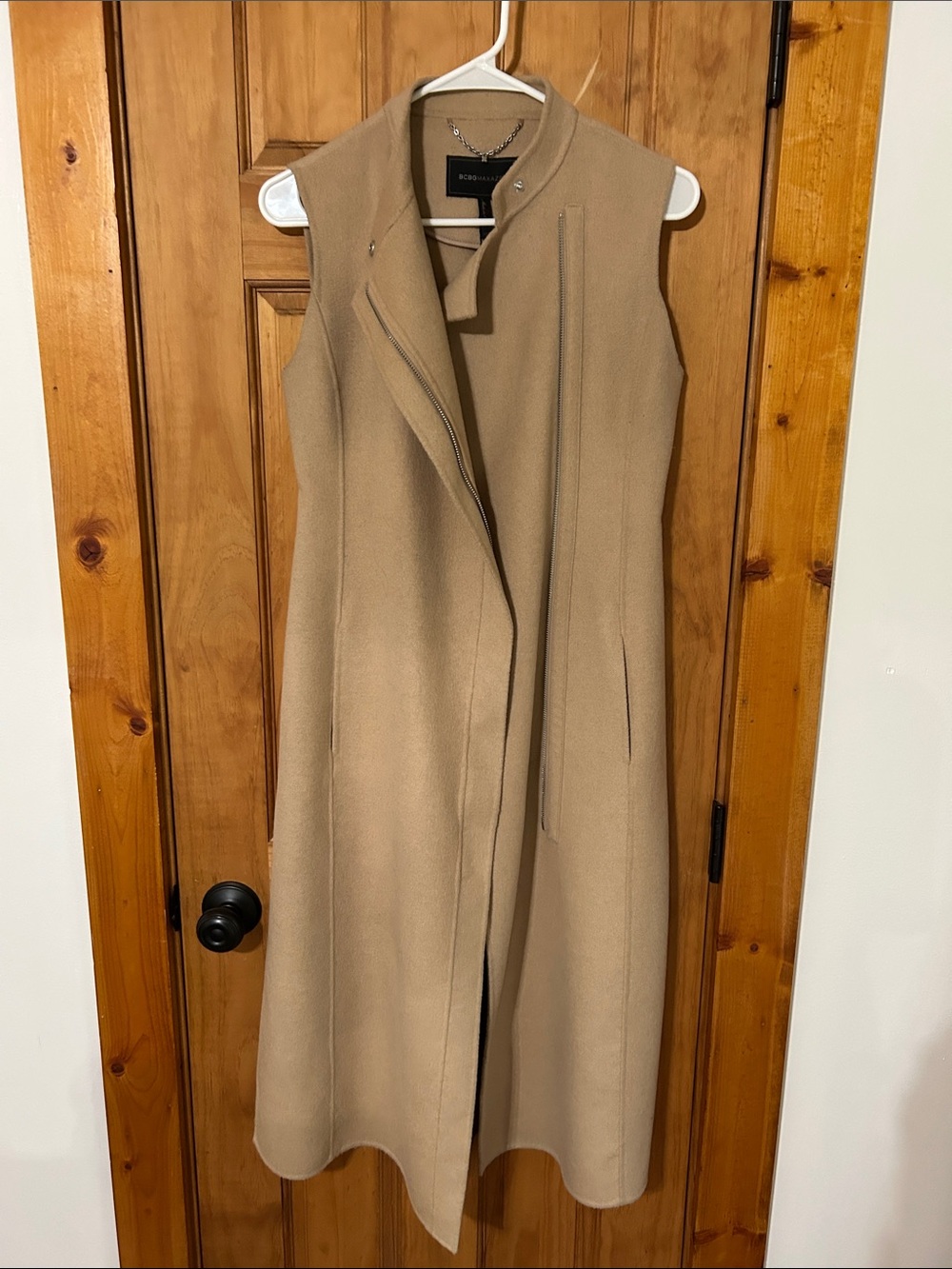 BCBGMaxAzria Camel Sleeveless Midi Vest Dress